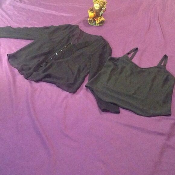 Ladies size small cami with sheer coverup in black - Picture 2 of 8